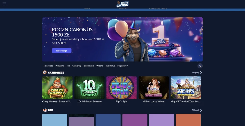 Bison Casino desktop screenshot