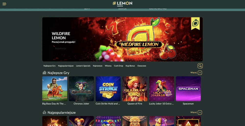 Lemon Casino desktop screenshot