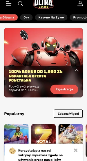 Ultra Casino mobile screenshot