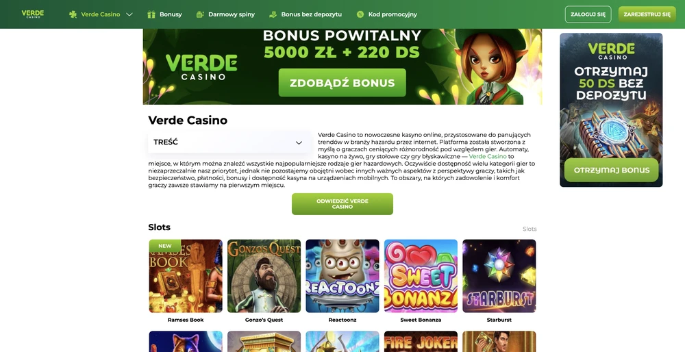 Verde Casino. desktop screenshot